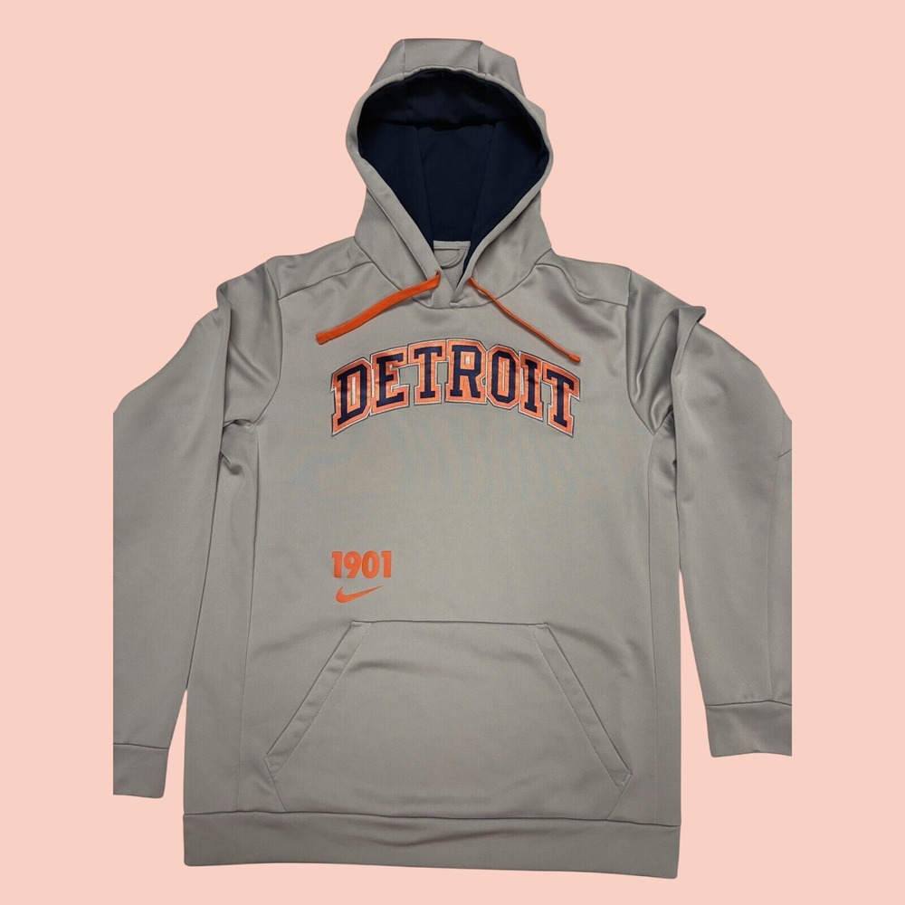 Detroit Tigers 1901 Nike Hoodie Pullover Mens Large Gray Embroidered 31288X-TG6
